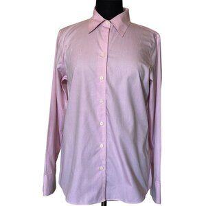 Eddie Bauer Wrinkle-Resistant Button-Down Pink Blouse 100% Cotton Women Size M